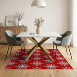Geometric Modern Red Snowflake Holiday Area Rug