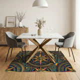 Rainbow Nautical Compass Area Rug