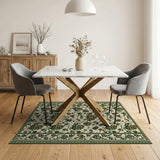 Green Ivory Floral Persian Area Rug