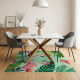 Pink Flamingos with Lush Green Leaves Area Rug