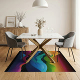 Vibrant Rainbow Wave Mountains Area Rug