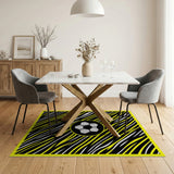 Yellow Black Zebra Soccer Ball Area Rug