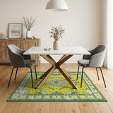 Traditional Persian Yellow Vibrant Yellow Persian Floral Area Rug