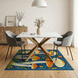 Whimsical Orange Mushroom Floral Area Rug