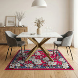 Vintage Red Plum Blossom Floral Area Rug