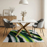 ODIKA Abstract Brushstroke Washable Area Rug - Green & Black Modern Low Pile, Non-Slip, Pet & Kid Friendly