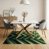 Vibrant Green Chevron Geometric Area Rug