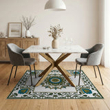 Traditional Persian Mandala Teal Mandala Persian Area Rug