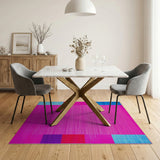 Vibrant Pink Multi-Color Geometric Stripe Area Rug