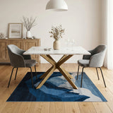 Layered Blue Mountain Peaks Abstract Rug