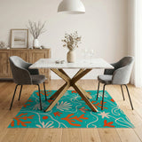 Vibrant Teal Coral Reef Area Rug
