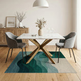 Emerald Teal Wave Abstract Area Rug