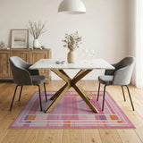 Geometric Modern Multi-color and Patterns Vibrant Pink Geometric Abstract Area Rug