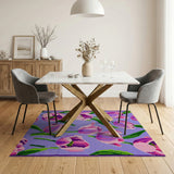 Purple Purple Tulip Floral Area Rug