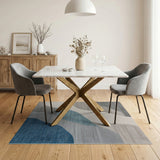 Abstract Wavy Blue Teal Grey Area Rug