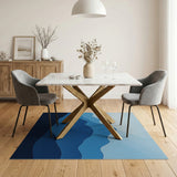 Layered Blue Mountain Peaks Area Rug