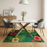 Hibiscus and Palm Leaf Coastal Area Rug