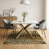 Golden Leopard Print Shag Area Rug