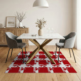 Red Festive Red Reindeer Silhouette Area Rug
