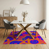 Vibrant Pink Abstract Wave Area Rug with Blue Orange