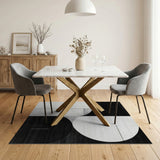 ODIKA Modern Abstract Geometric Black & White Washable Area Rug - Low Pile Non-Slip Rug