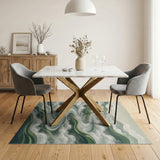 Misty Green Mountains Winding River Area Rug