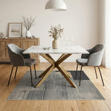 Modern Black White Geometric Stripe Area Rug