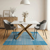 Modern Blue White Striped Area Rug