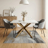 Modern Grey Abstract Wavy Shapes Area Rug