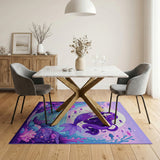 Purple Mermaid Moonlit Ocean Area Rug