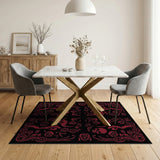 Gothic Red Skulls and Roses Area Rug