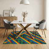 Rainbow Plaid Canoe Paddle Washable Area Rug