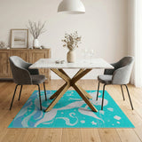 Whimsical Teal Mermaid Kids Area Rug