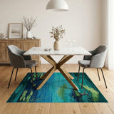 Teal Serenity Tree Island Lily Pad Area Rug