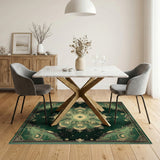 Green Peacock Mandala Area Rug