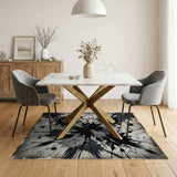Distressed Black Ink Splatter Area Rug
