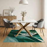 Abstract Area Green Abstract Green Leaves Area Rug