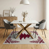 Red Christmas Tree Silhouette Rug with Ornate Corners