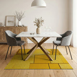 Golden Yellow Geometric Block Area Rug