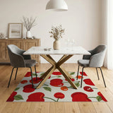 Vibrant Red Apple Cherry Fruit Pattern Area Rug
