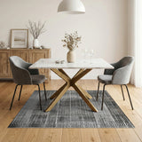 Distressed Vintage Distressed Black White Geometric Area Rug