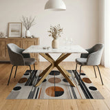 Geometric Modern Orange Black Beige Area Rug