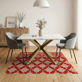 Vibrant Red Persian Geometric Area Rug