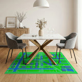 Retro Pixel City Grid Area Rug