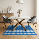 Blue and Teal Blue Gingham Checkered Area Rug
