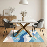 Dolphin Wave Blue Teal Coastal Area Rug