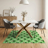 Vibrant Green Foliage Pink Pod Pattern Area Rug