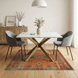 ODIKA Washable Southwestern Tribal Rug - Terracotta Geometric Low Pile Non-Slip Area Rug