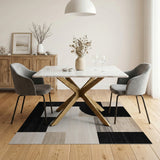 Black and White Modern Black White Geometric Abstract Area Rug