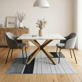 Modern Geometric Black White Grid Rug